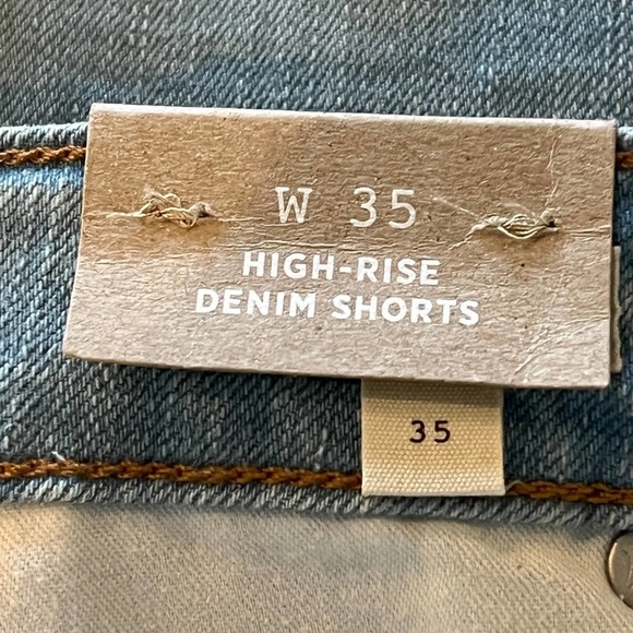 MADEWELL‎ HIGH RISE DISTRESSED CUFFED DENIM SHORTS AINGER WASH BLUE SIZE 35 NWT - Picture 11 of 16